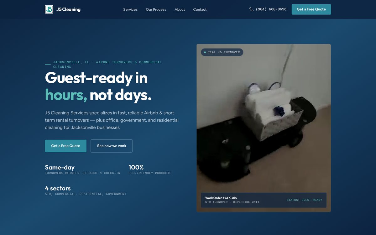 J5 Cleaning Services website preview