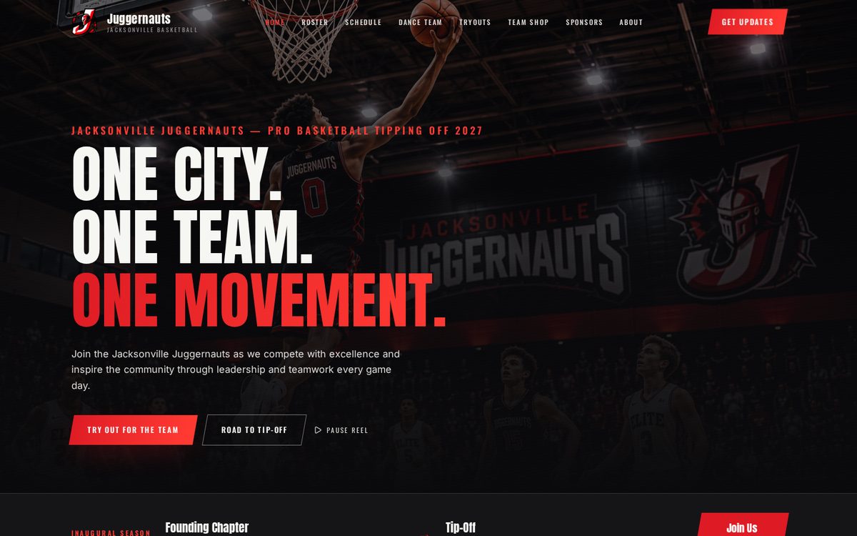 Jacksonville Juggernauts website preview