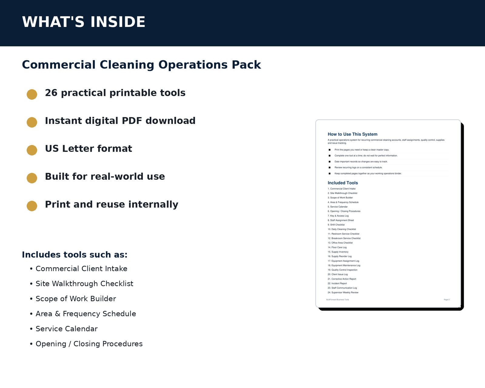 Commercial Cleaning Operations Pack — preview page 1