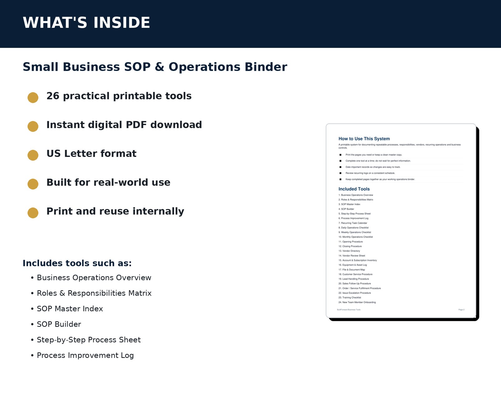 Small Business SOP & Operations Binder — preview page 1